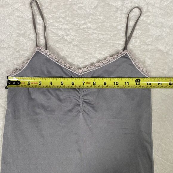 Victorias Secret Pink Lace Trimmed Gray Camisole Top Shelf Bra Y2K Women's Sz L - Picture 2 of 5